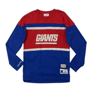 New York Giants Shirt Boys Youth Large Sleeve Retro Throwback Mitchell & Ness